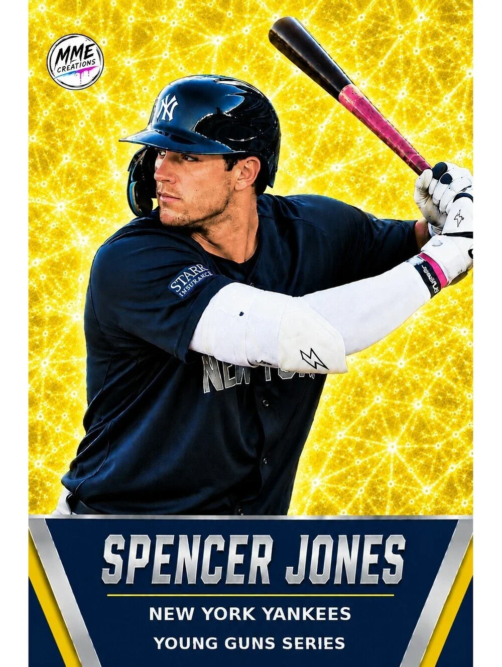 4237 Spencer Jones | Young Guns | Laminated Custom Baseball Card | Yellow Ice